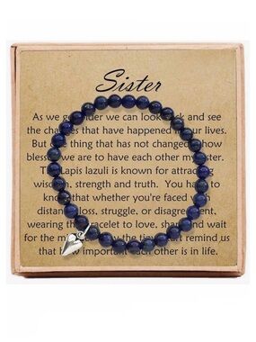 Sister Bead Bracelet With Message Card And Gift Box Set